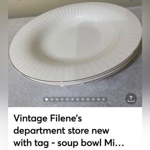 Vintage Filene’s department store new with tag - soup bowl Mikasa Rimmed soup